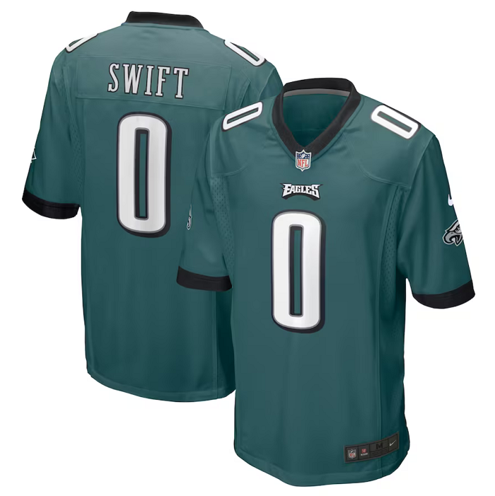 Philadelphia Eagles #0 D'Andre Swift Green 2023 Draft Stitched Game Jersey